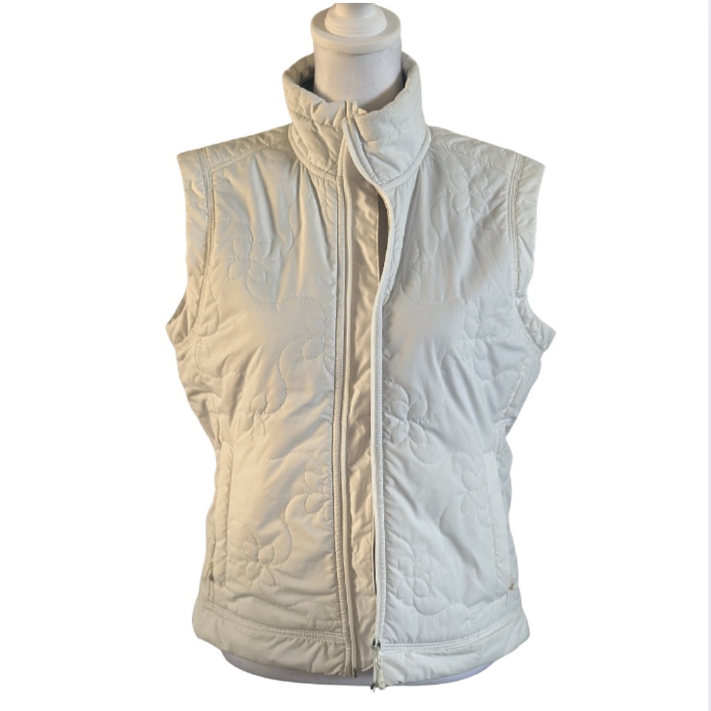 Womens White Quilted Zip Puffer Vest